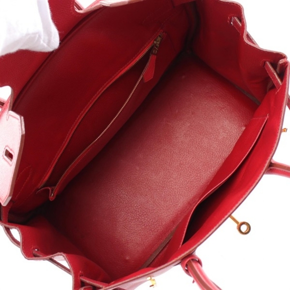 HERMÈS 1996 Birkin 30 Gold Hardware Courchevel Leather Red Vermillon - Picture 5 of 16